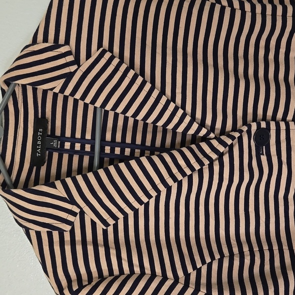 Talbots Navy Striped Knit Blazer Size Large - Picture 5 of 9